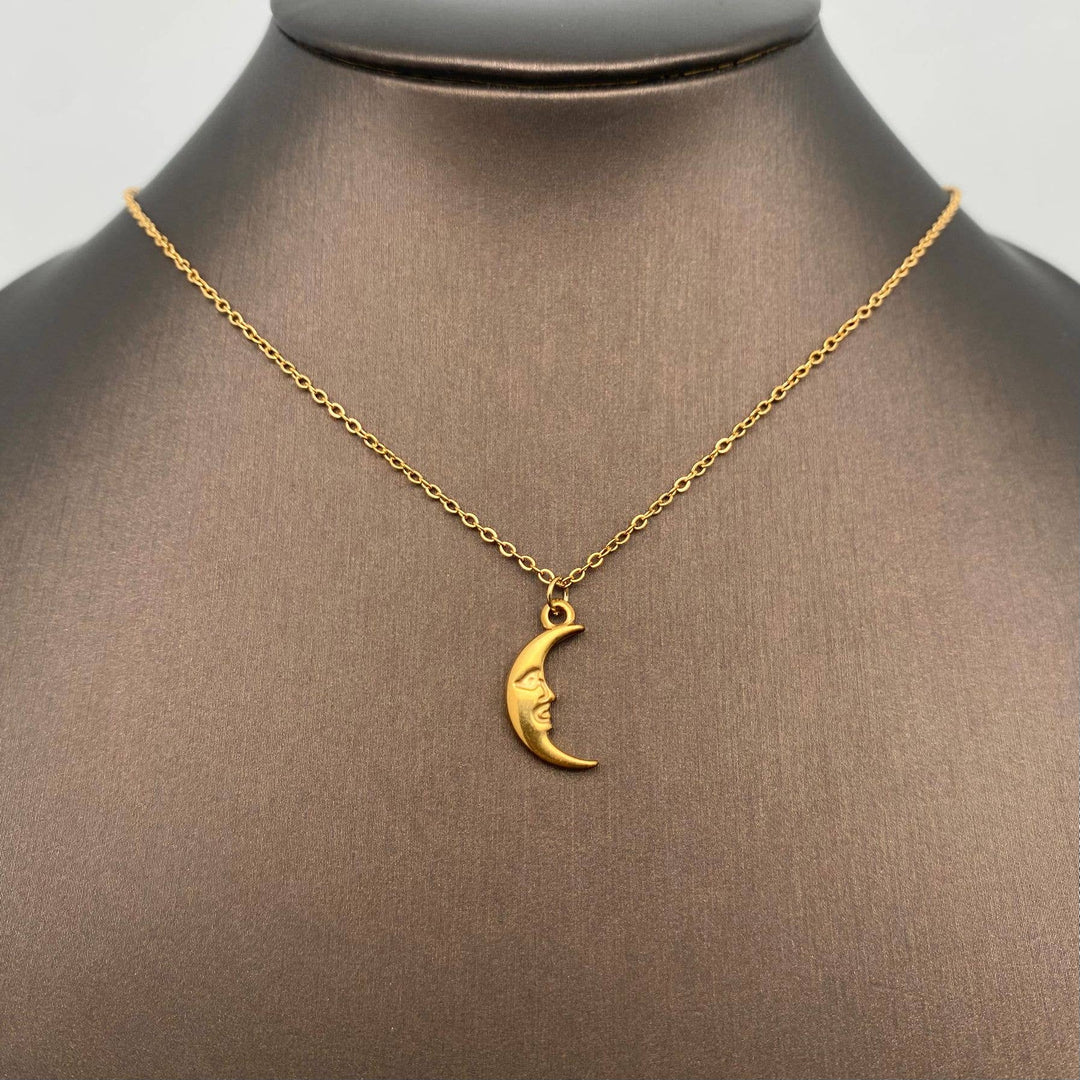 Crescent Moon Charm Necklace with a coastal boho spirit from Anchored Soul