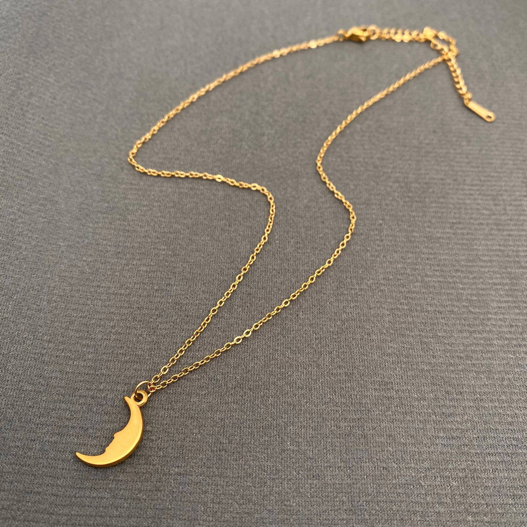 Crescent Moon Charm Necklace with a coastal boho spirit for free souls