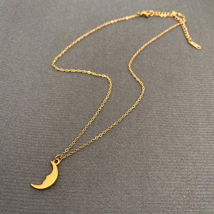 Crescent Moon Charm Necklace with a coastal boho spirit for free souls