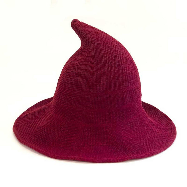 Foldable Knit Witch Hat in cozy boho style for coastal fall festival vibes