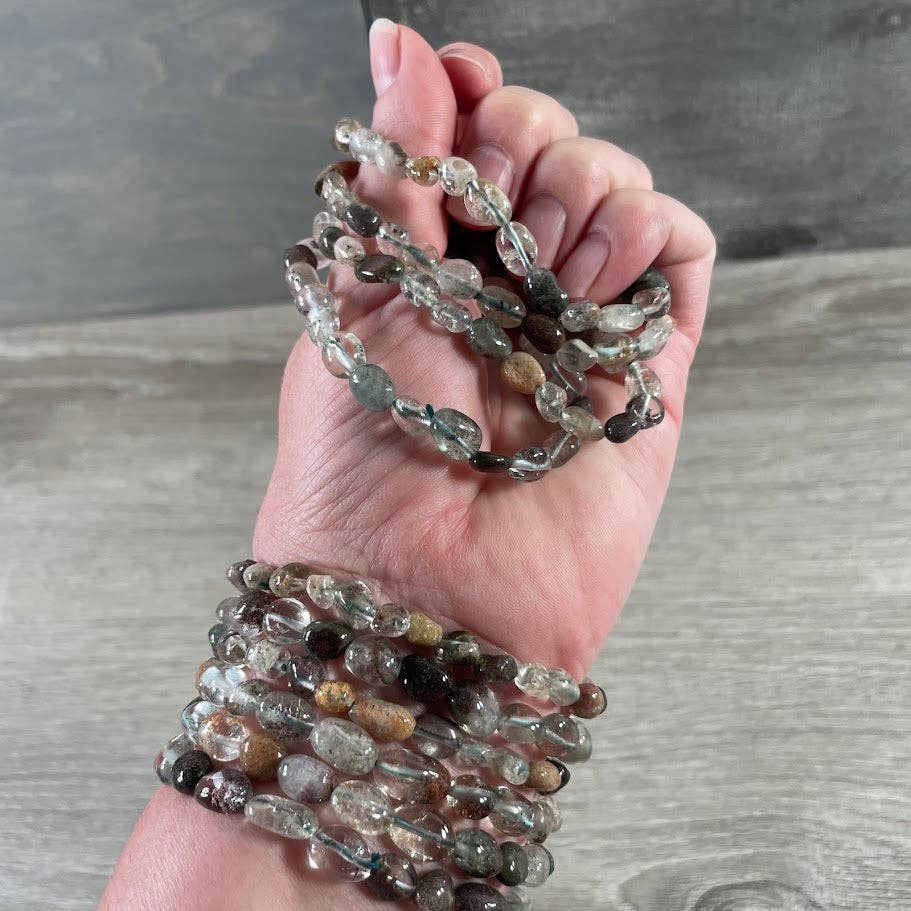 Healing crystal bracelet with natural nugget gemstones for boho spiritual layering