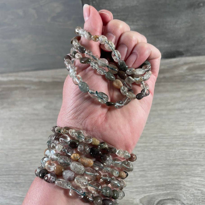 Healing crystal bracelet with natural nugget gemstones for boho spiritual layering