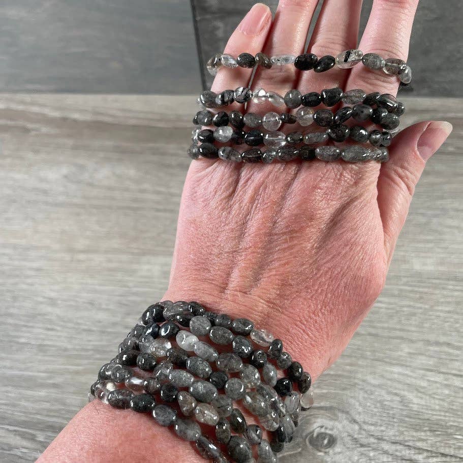 Healing crystal bracelets with nugget gemstones for boho spiritual layering