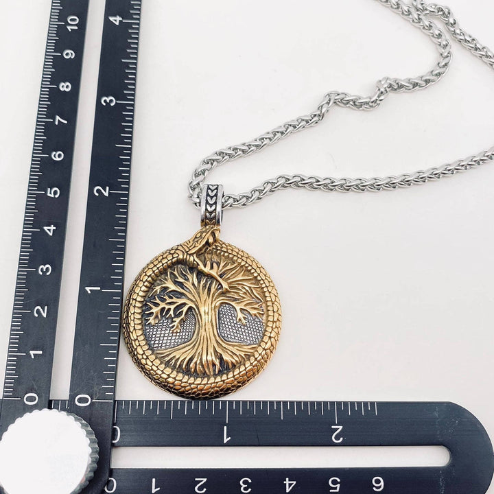 Snake Surround Tree of Life Charm Pendant Necklace - MJ/MNP