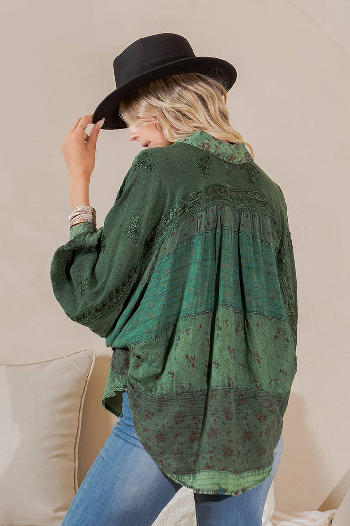 Long Sleeve Patchwork, Zodiac &amp; Constellation Design Top