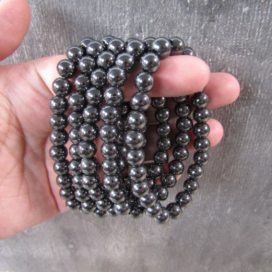 Healing crystal bracelets 8mm round beads in amethyst and rose quartz boho style
