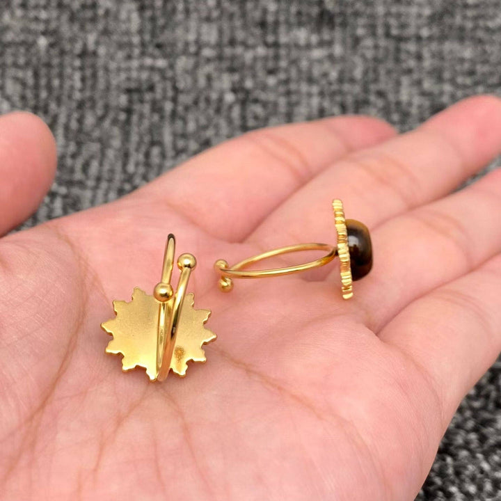 Healing Crystal 18K Gold Plated S.Steel Adjustable Ring