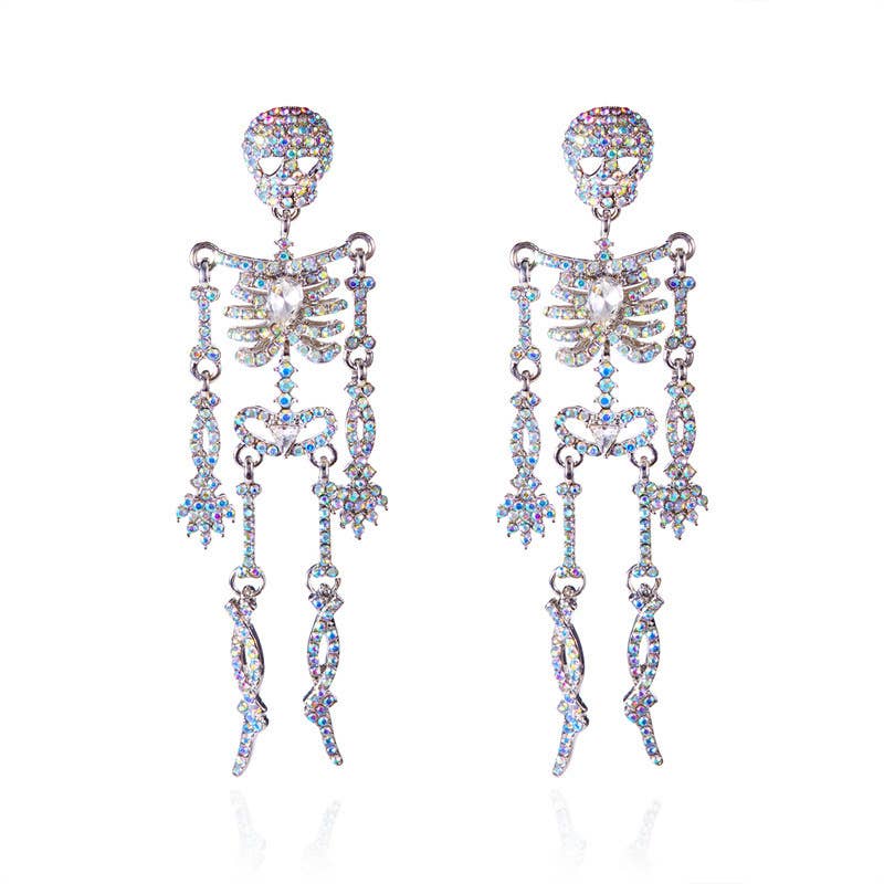 Sparkly Halloween Skeleton Earrings