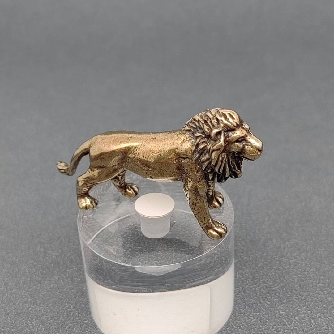 Brass Lion Desktop Ornament radiating courage and grounded boho energy for spiritual home decor