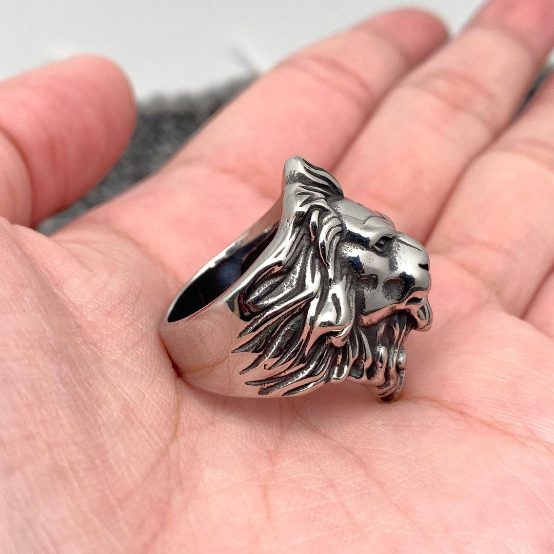 Stainless Steel Lion Head Ring