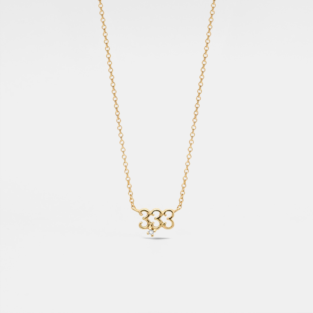 Dainty Angel Number Charm Necklace in gold plated sterling silver for mindful souls