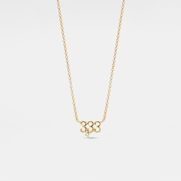 Dainty Angel Number Charm Necklace in gold plated sterling silver for mindful souls