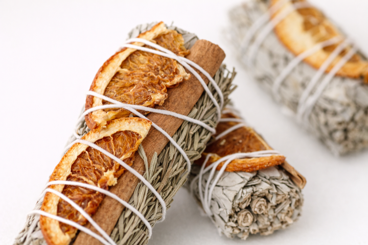 White Sage w/ Orange, Cinnamon &amp; Rosemary Smudge Sticks