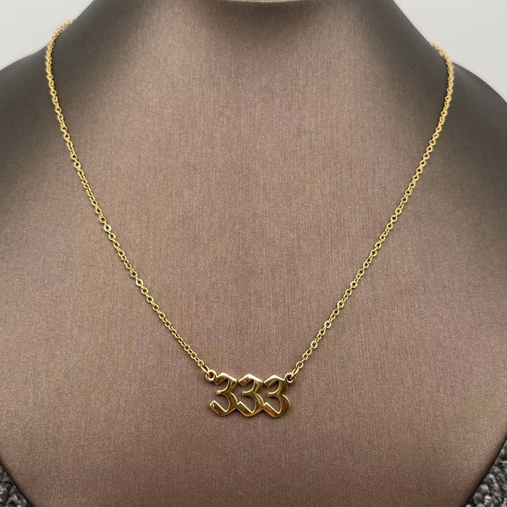 18K gold plated Lucky Angel Numbers pendant necklace for coastal spiritual layering