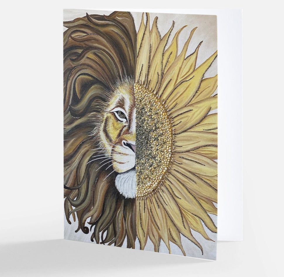 Greeting Card ~ Lion/Sunflower image 0