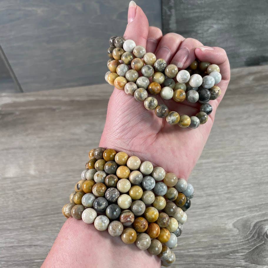 Healing Crystal Bracelets 8mm round gemstones stacked boho coastal spiritual bracelet set