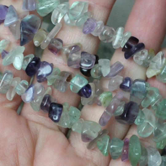 Healing Crystal Chip Bracelets with amethyst and rose quartz for coastal boho style