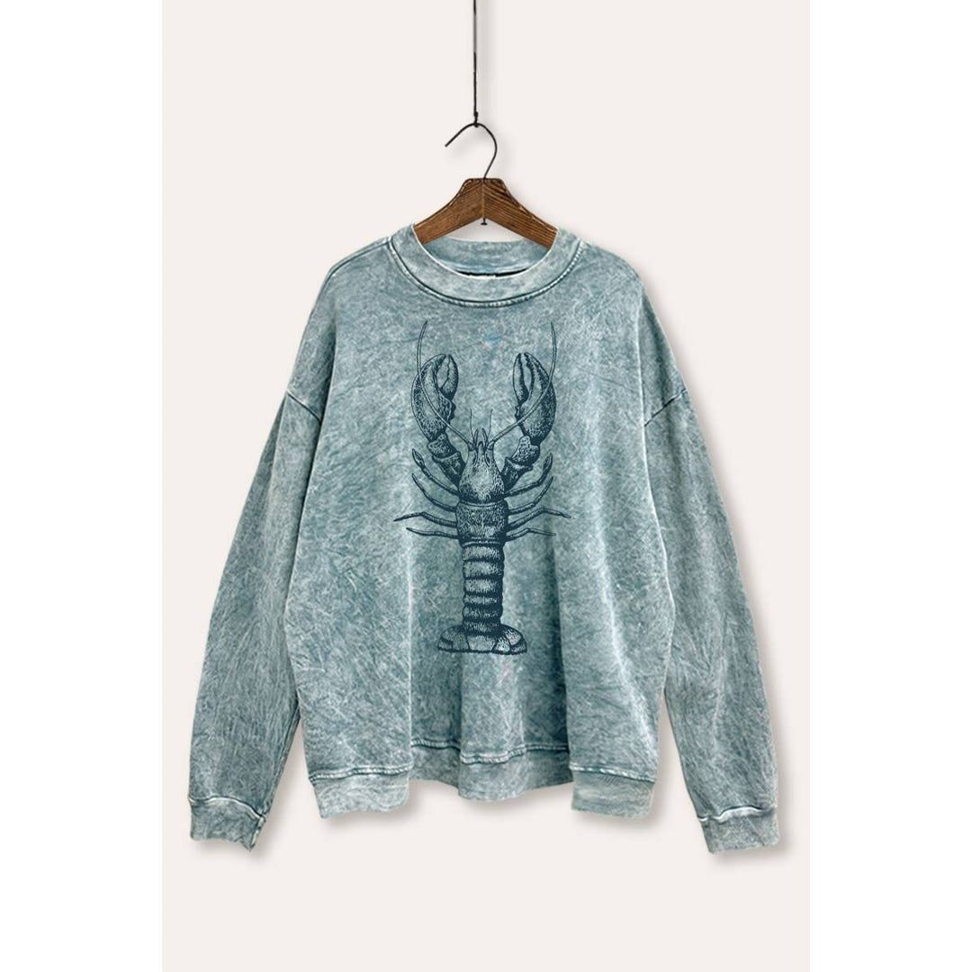Fresh Lobster Coastal Graphic Mineral Wash Sweatshirt