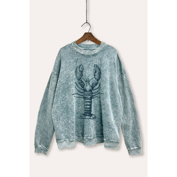 Fresh Lobster Coastal Graphic Mineral Wash Sweatshirt