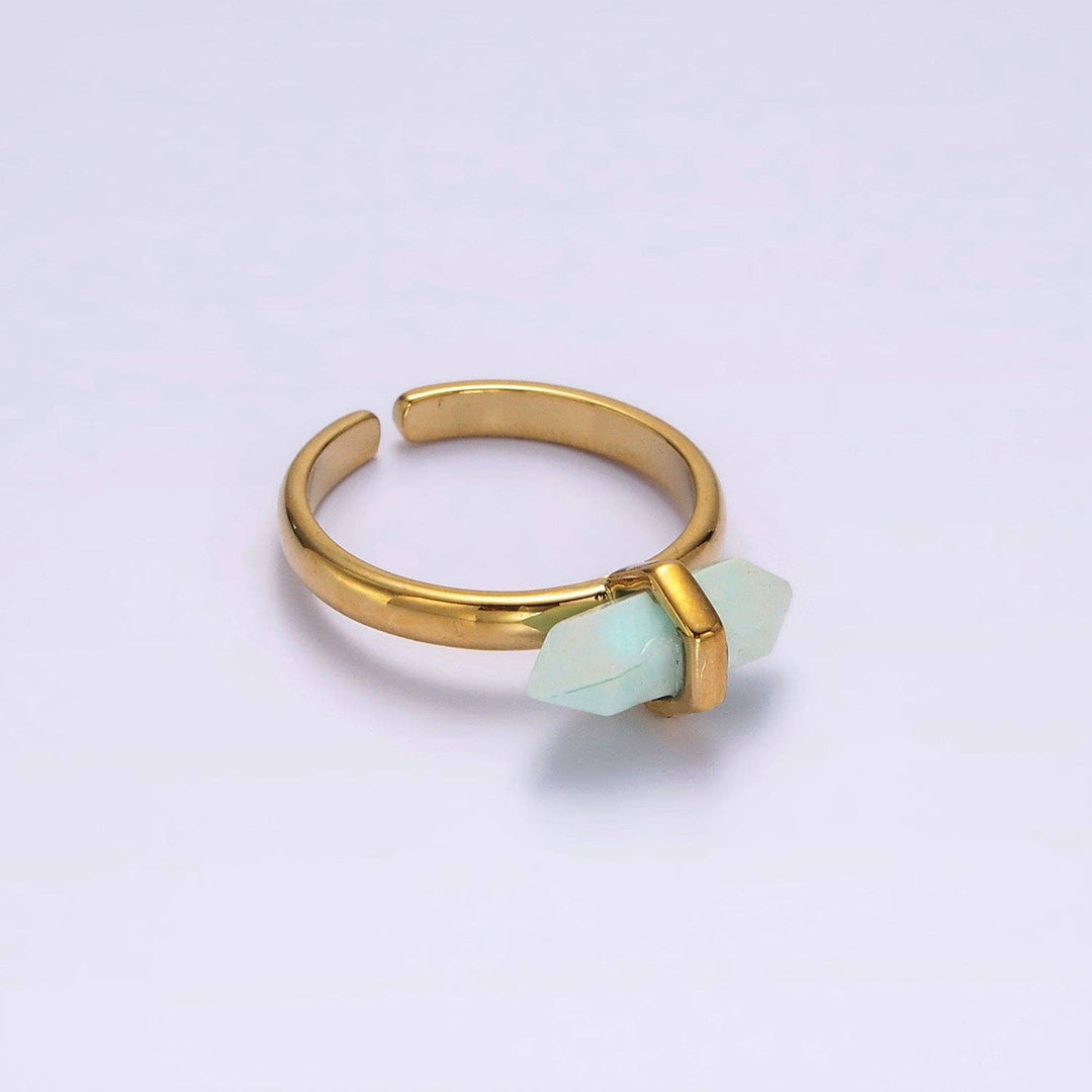 Adjustable Gemstone Wand Ring Gold Filled boho spiritual jewelry for coastal souls