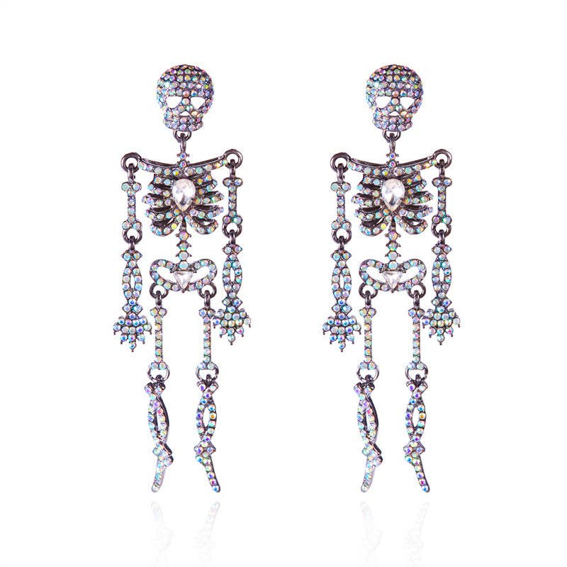 Sparkly Halloween Skeleton Earrings