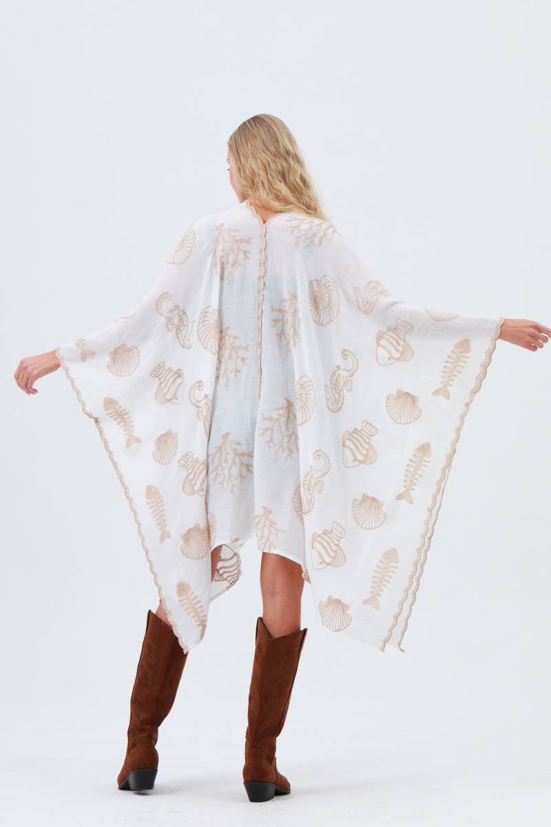 Ocean Embroidered Kimono Cover-Up