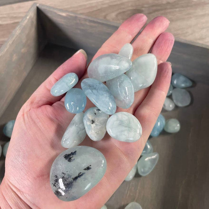 Aquamarine Tumbled Stones in Bulk - Sold by the Pound