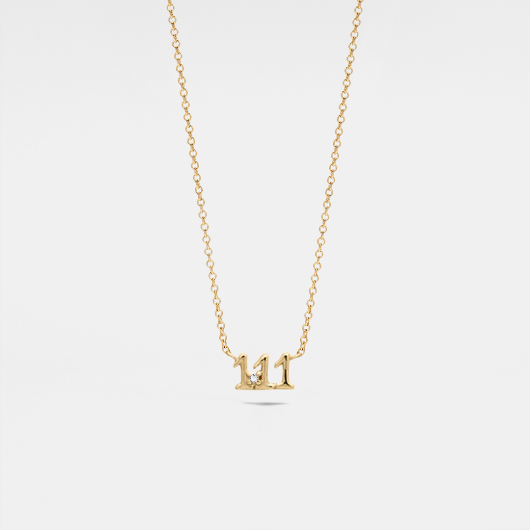 Dainty Angel Number Charm Necklace in gold plated sterling silver for mindful souls