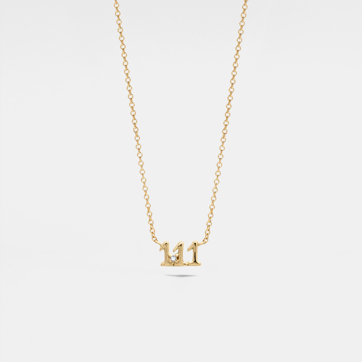 Dainty Angel Number Charm Necklace in gold plated sterling silver for mindful souls