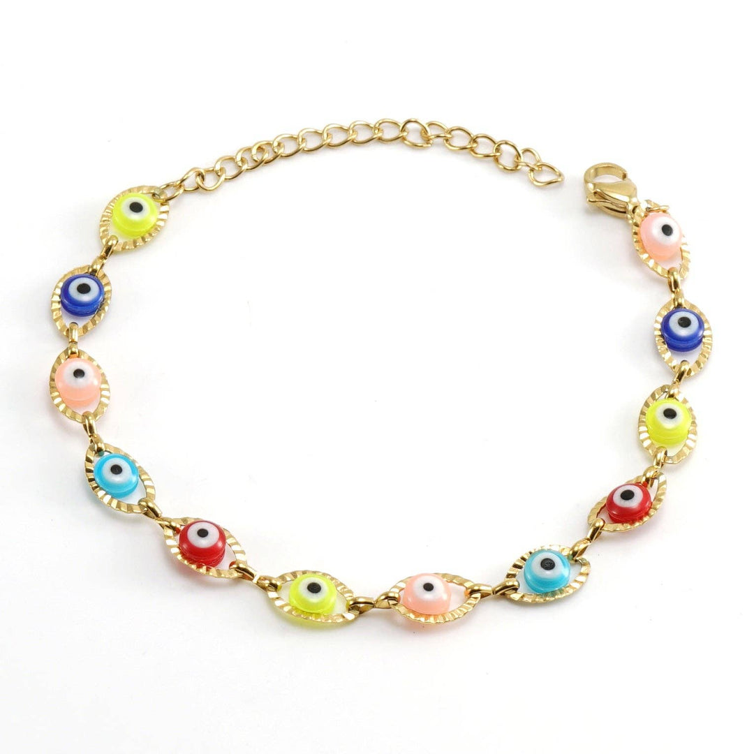 Evil Eye Bracelet 18K gold plated stainless steel boho protection jewelry coastal soul