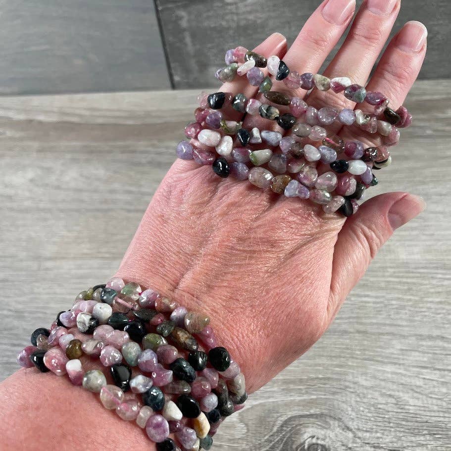 Healing Crystal Bracelets with natural nugget gemstones for boho layering and spiritual style