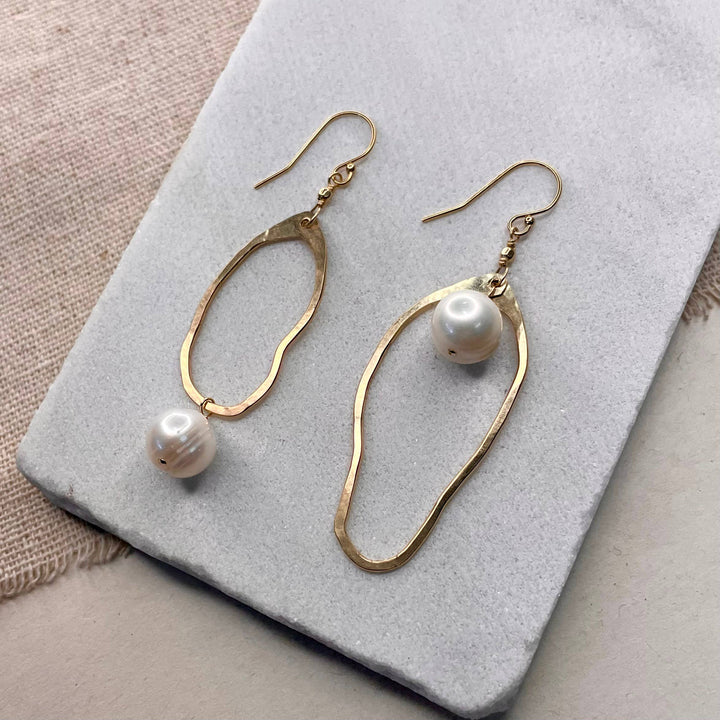 Asymmetrical Pearl Drop Earrings