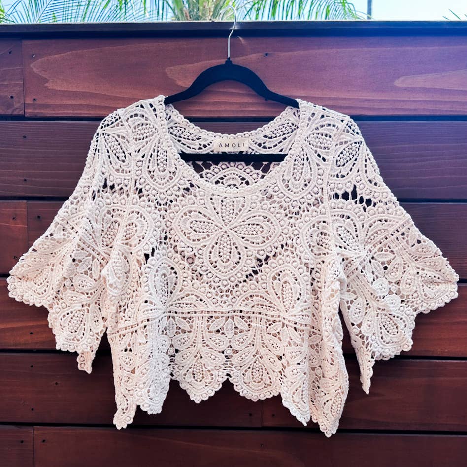 Boho Floral Crochet Crop Top | 100% Cotton