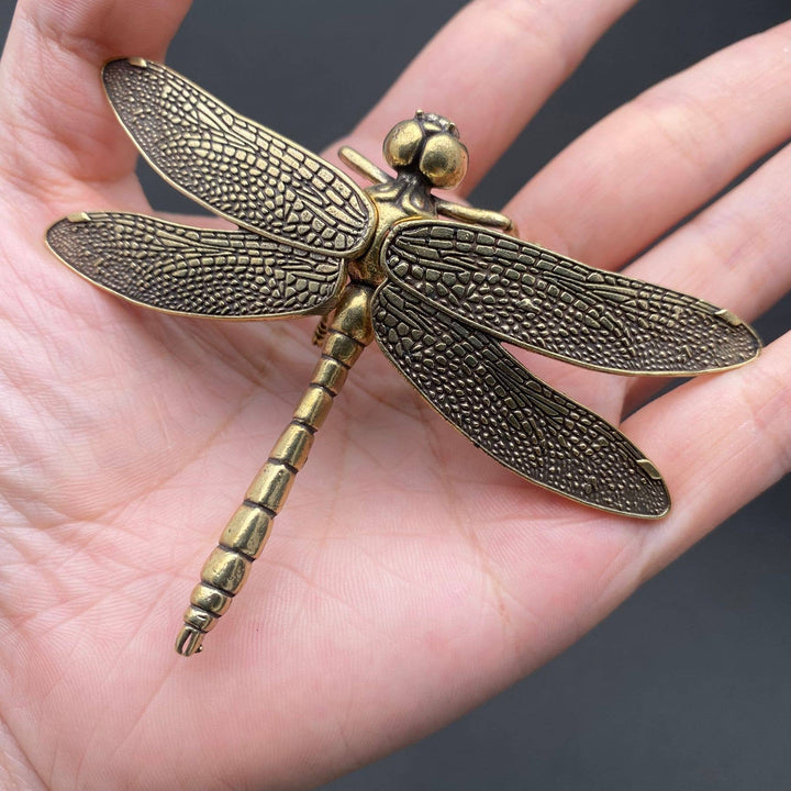 Brass Dragonfly Desktop Ornament for coastal boho altar decor and transformation