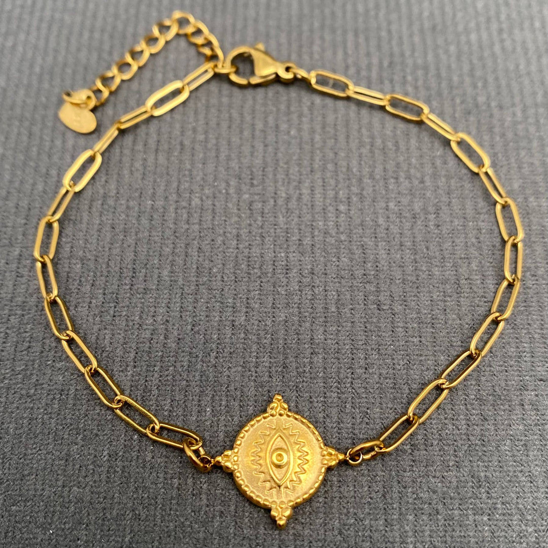 Evil Eye 18K Gold Plated SS Bracelet