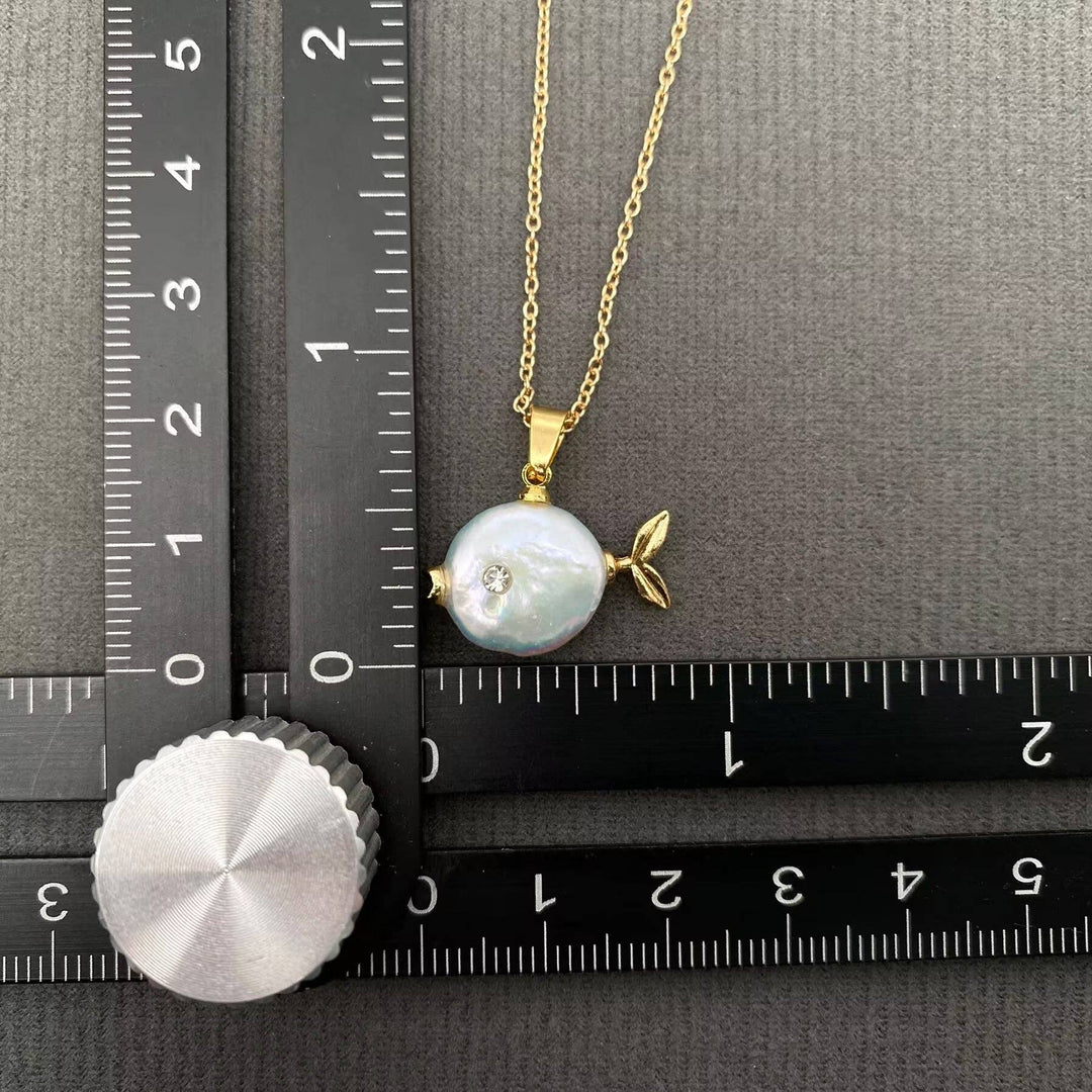 Pearl Fish Charm Necklace