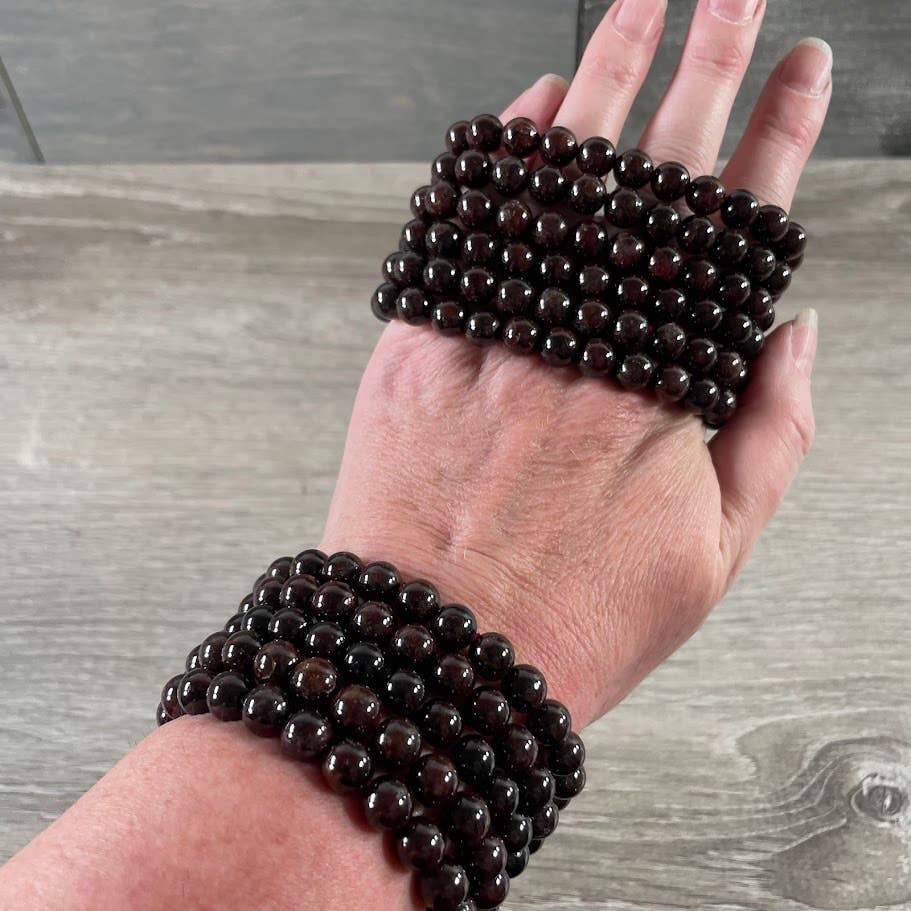 Healing Crystal Bracelets 8mm round beads in amethyst and rose quartz boho stackable stretch