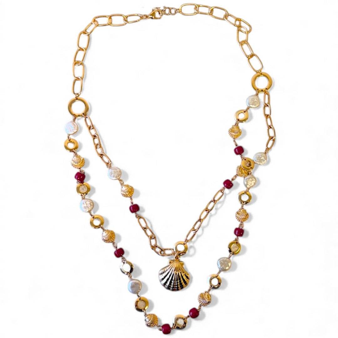 Handmade Seashell & Chain Necklace boho coastal jewelry from Anchored Soul boutique