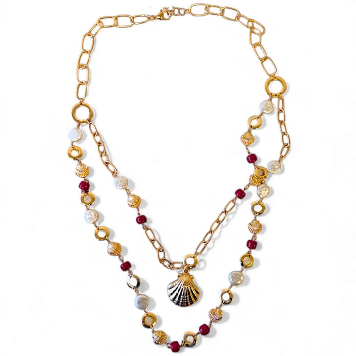 Handmade Seashell &amp; Chain Necklace boho coastal jewelry from Anchored Soul boutique