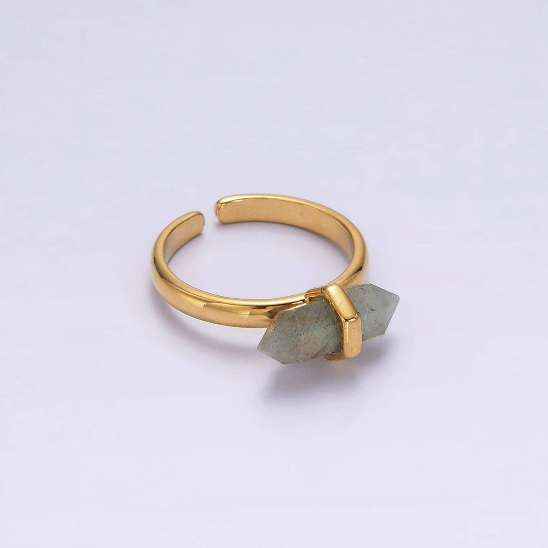 Adjustable Gemstone Wand Ring Gold Filled boho spiritual jewelry for coastal souls