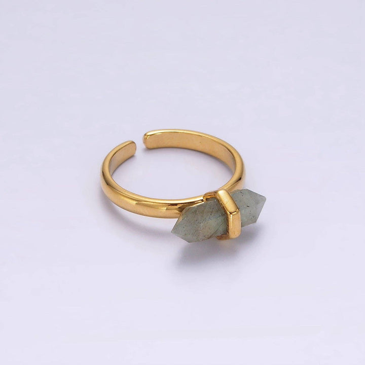 Adjustable Gemstone Wand Ring Gold Filled boho spiritual jewelry for coastal souls
