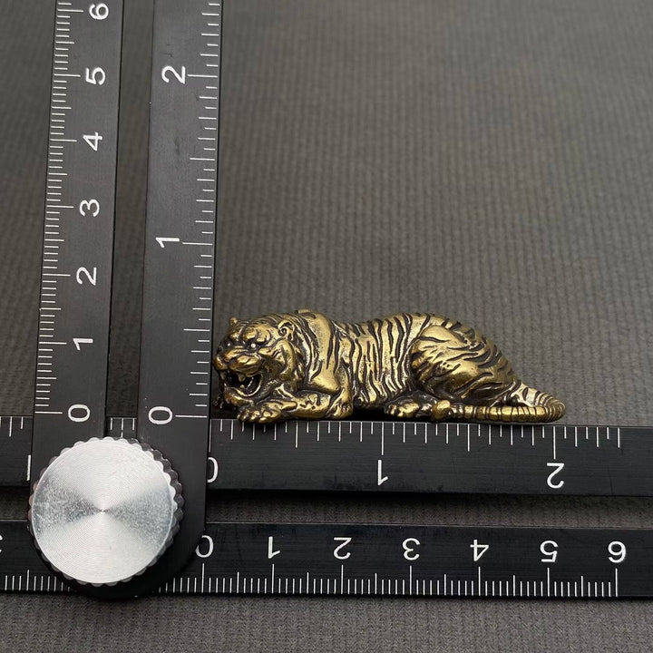 Handcrafted Tiger Brass Desktop Ornament for grounded spiritual boho altar decor