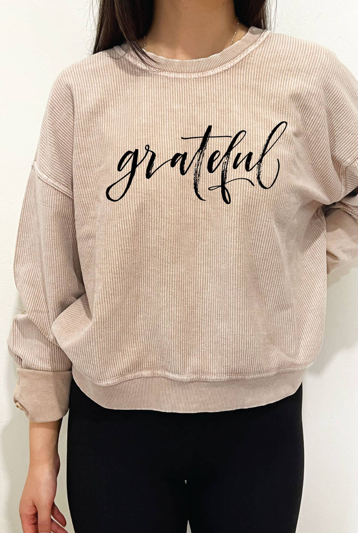 Grateful Cropped Thermal Pullover in vintage mineral wash for cozy coastal style