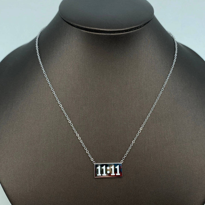 Golden stainless steel 11:11 charm pendant necklace for manifestation and spiritual intention