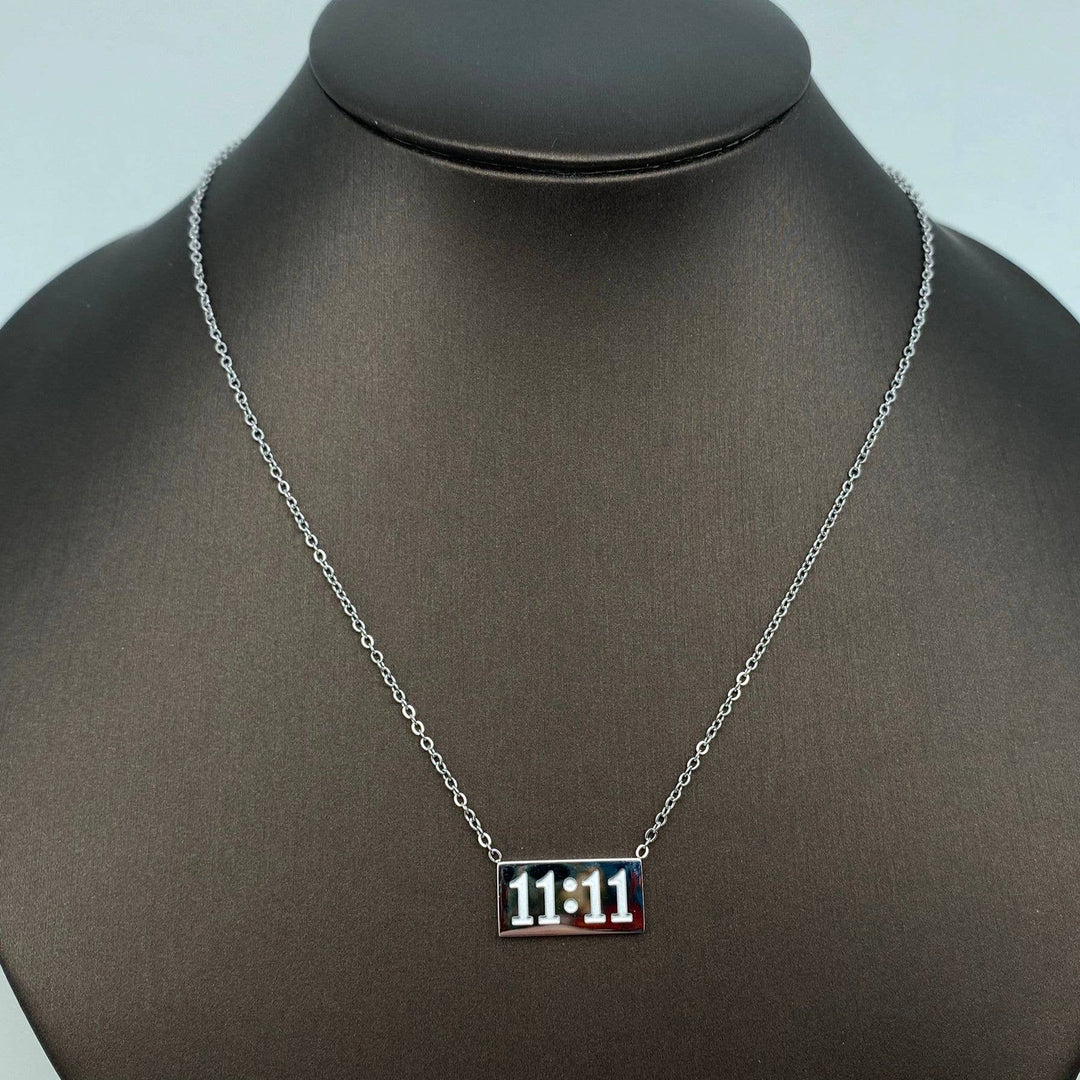 11:11 charm pendant stainless steel necklace for manifestation and spiritual intention