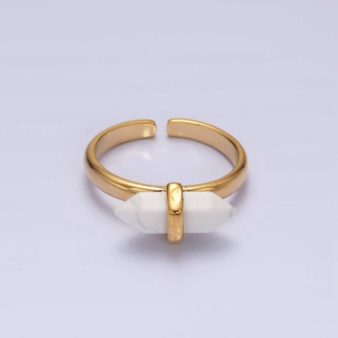 Gemstone Wand Ring 14K Gold Filled with healing crystal boho coastal style