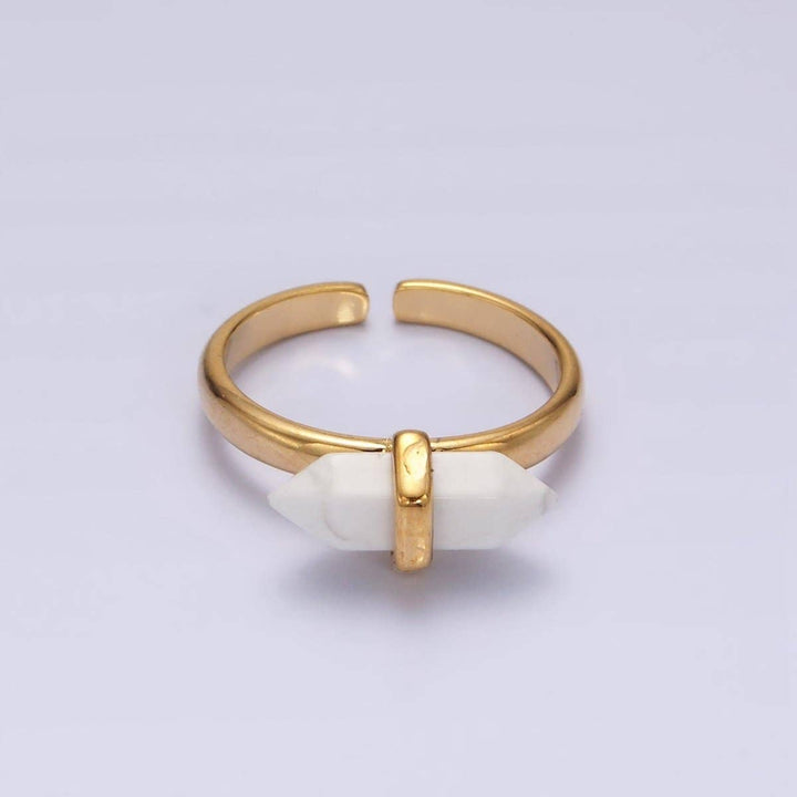 Gemstone Wand Ring 14K Gold Filled with healing crystal boho coastal style