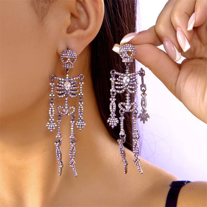 Sparkly Halloween Skeleton Earrings