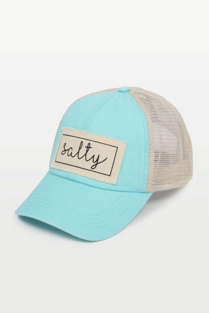 Salty Canvas Patch Mesh Back Baseball Cap for coastal boho beach lovers