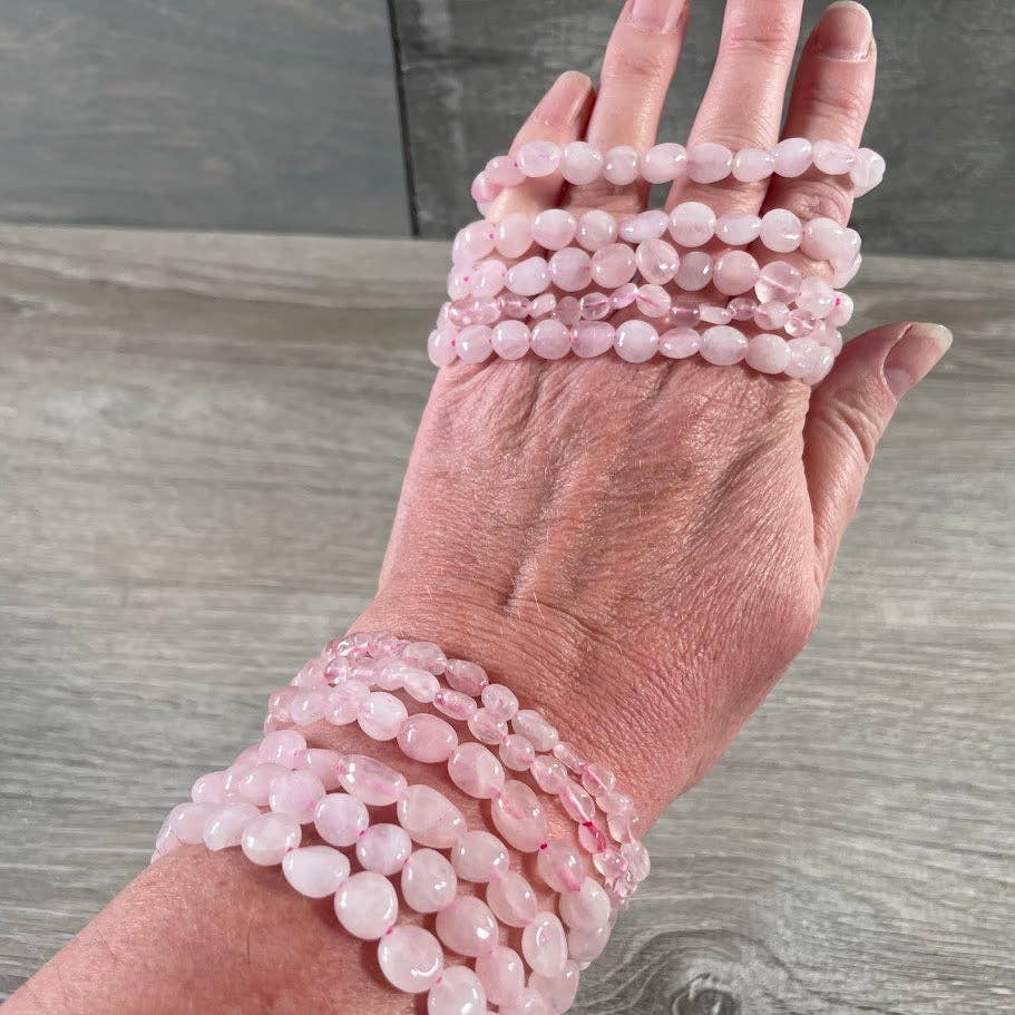 Healing crystal bracelets with natural nugget gemstones for boho spiritual layering